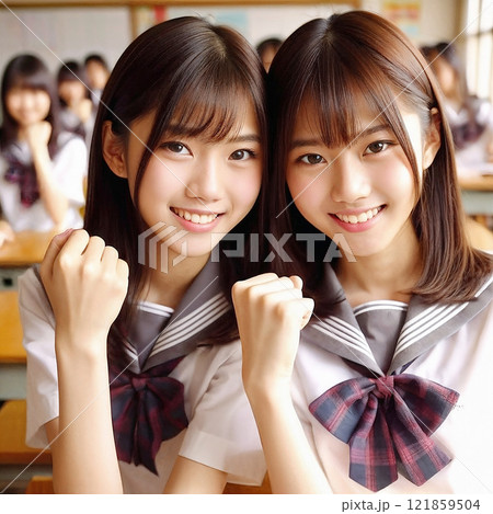 写真素材/05/美人/女子中学生/女子高生/ガッツポーズ(高画質 有料 高品質) 写真素材/05/美人/女子中学生/女子高生/ガッツポーズ(高画質 有料 高品質) 121859504