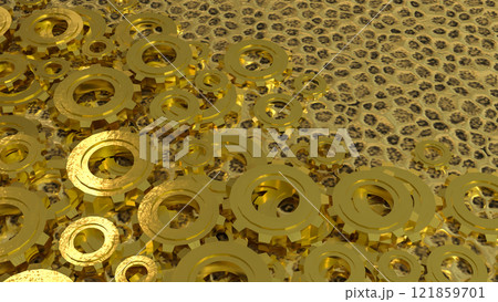 The Gold Gear for engine or Background concept 3d rendering. The Gold Gear for engine or Background concept 3d rendering. 121859701