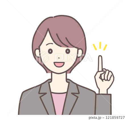ポイントを説明するスーツの女性(肌の色あり) ポイントを説明するスーツの女性(肌の色あり) 121859727