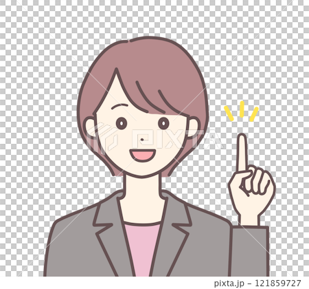 ポイントを説明するスーツの女性(肌の色あり) ポイントを説明するスーツの女性(肌の色あり) 121859727
