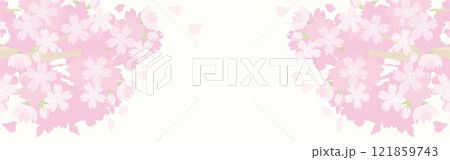 バナー　春　さくら　桜　サクラ　花　フレーム　背景　デザイン　テンプレート　イラスト素材 121859743