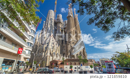 Sagrada Familia, a large Roman Catholic church in Barcelona, Spain timelapse hyperlapse Sagrada Familia, a large Roman Catholic church in Barcelona, Spain timelapse hyperlapse 121859810