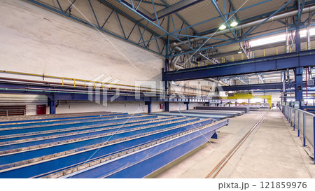 Factory workshop with lifting crane device timelapse hyperlapse 121859976