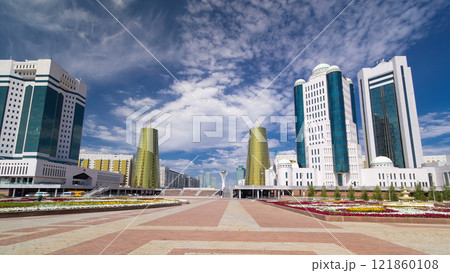 The building of the Senate of the government of the Republic of Kazakhstan timelapse hyperlapse in Astana 121860108