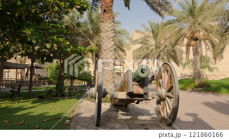 Historic fort at the Museum of Ajman timelapse hyperlapse, United Arab Emirates 121860166