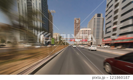 Drive on the streets of Ajman timelapse hyperlapse. Ajman is the capital of the emirate of Ajman in the United Arab Emirates. 121860187