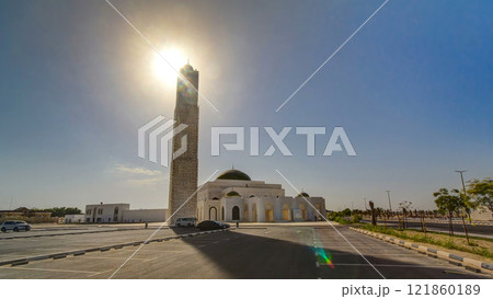 White mosque in Ajman timelapse hyperlapse, United Arab Emirates 121860189