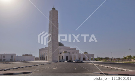 White mosque in Ajman timelapse hyperlapse, United Arab Emirates 121860192