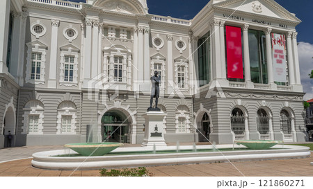The Victoria Theatre and Concert Hall is a performing arts center in the Central Area of Singapore timelapse hyperlapse. 121860271