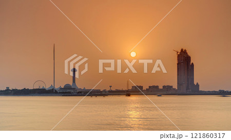 Sunset in Abu Dhabi over Marina Island timelapse Sunset in Abu Dhabi over Marina Island timelapse 121860317