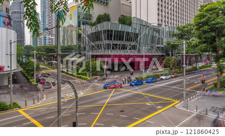 Aerial view of sidewalk and intersection of Orchard road in Singapore timelapse hyperlapse. Aerial view of sidewalk and intersection of Orchard road in Singapore timelapse hyperlapse. 121860425