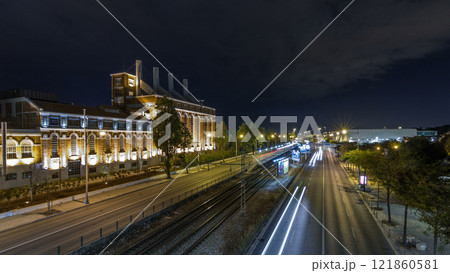 19th century power plant turned into Electricity Museum timelapse hyperlapse in Lisbon, Portugal. 121860581