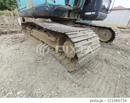 excavator working at the construction site 121860716