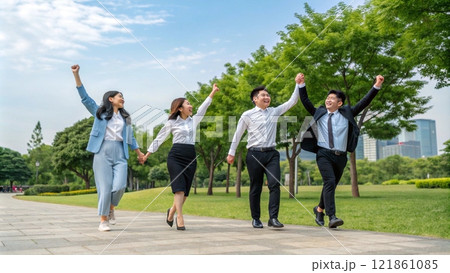 ジャンプするビジネスパーソン 121861085