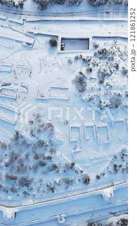 Aerial drone historical city castle 121861252