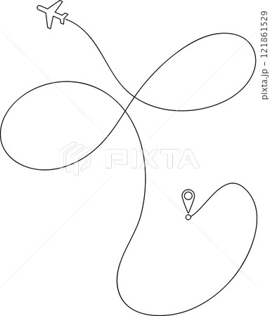 Airplane route line Airplane route line 121861529
