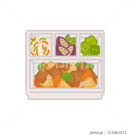 シンプルでかわいいお弁当アイコン:酢豚弁当 シンプルでかわいいお弁当アイコン:酢豚弁当 121862071