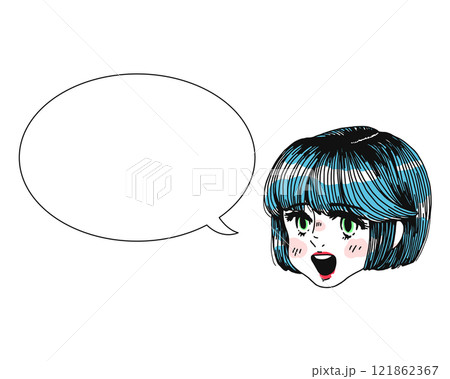 ポップな女の子と吹き出し 121862367