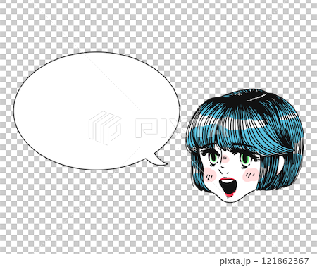 ポップな女の子と吹き出し 121862367