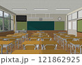 朝日が差し込む学校教室　背景 121862925