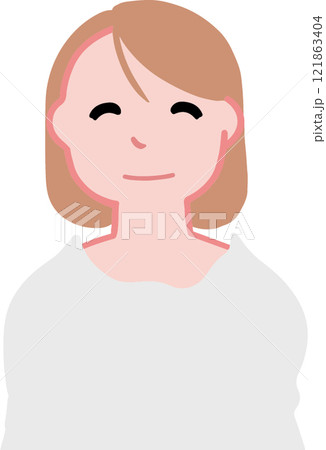 笑顔の女性の上半身イラスト 笑顔の女性の上半身イラスト 121863404