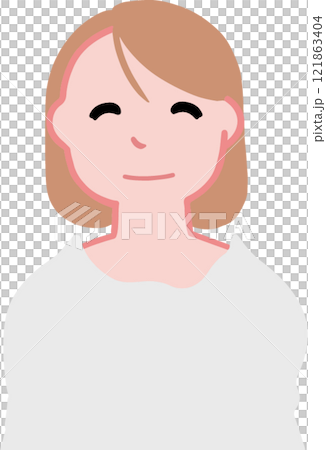 笑顔の女性の上半身イラスト 笑顔の女性の上半身イラスト 121863404