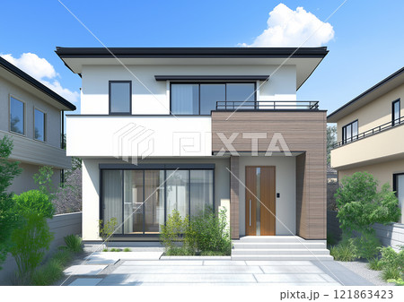 住宅イメージ　モダンな一戸建て 121863423