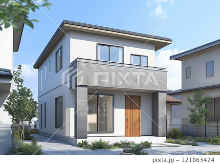 住宅イメージ　モダンな一戸建て 121863424
