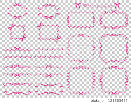 絲帶框架向量插圖集絲帶裝飾紅色 121863435