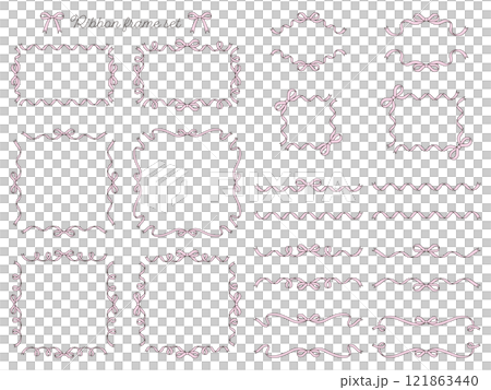 絲帶框架向量插圖集線畫絲帶裝飾粉紅色 121863440