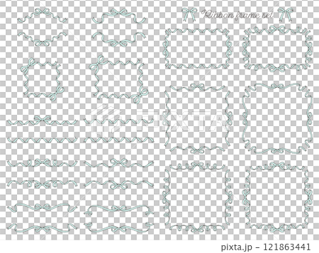 絲帶框架向量插圖集線條畫絲帶裝飾薄荷 121863441