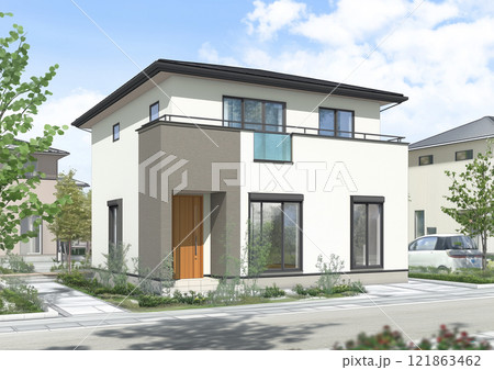 住宅イメージ　モダンな一戸建て 121863462