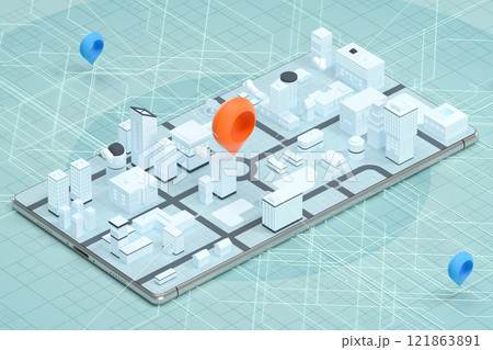 GPS グローバルポジショニングシステム 立体 121863891