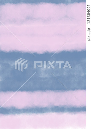 イラスト素材: 青背景の抽象画（ピンクの縞模様） 121864095