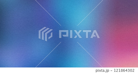 Abstract colorful blurred gradient background with blue and pink tones, slight grain noise effect 121864302
