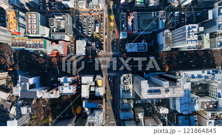 現代都市のドローン空撮 現代都市のドローン空撮 121864845