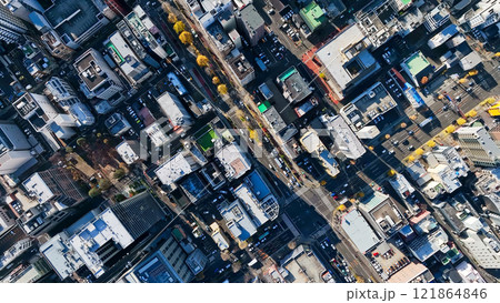 現代都市のドローン空撮 121864846