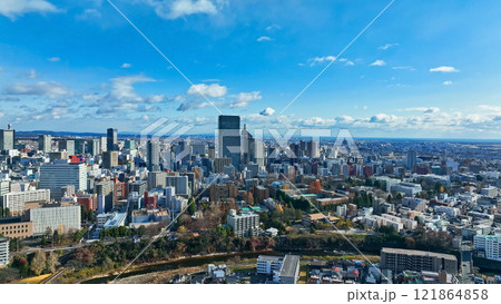 現代都市のドローン空撮 121864858