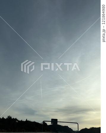 飛行機雲、飛行機、雲、空 121864980