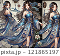 青　ドレス 121865197