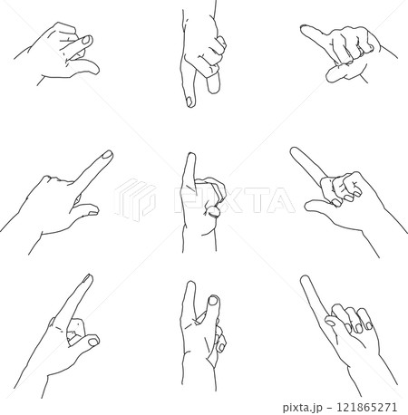 様々な角度から見た指差し左手2 様々な角度から見た指差し左手2 121865271