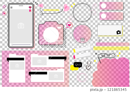 Spring fashion headline set vector illustration material 121865345