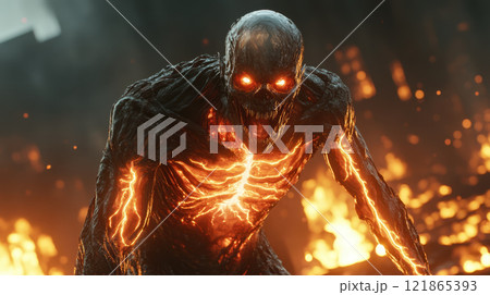 terrifying demon with glowing veins and translucent skin terrifying demon with glowing veins and translucent skin 121865393