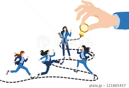 アイデアを閃くビジネスウーマンのイラスト 121865457