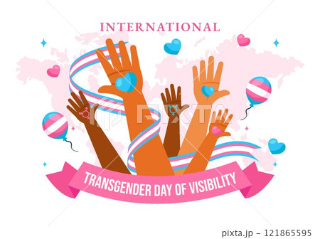 International Transgender Day of Visibility Vector Illustration on March 31, featuring Transgender Pride Flags and Symbols in a Celebratory Background International Transgender Day of Visibility Vector Illustration on March 31, featuring Transgender Pride Flags and Symbols in a Celebratory Background 121865595