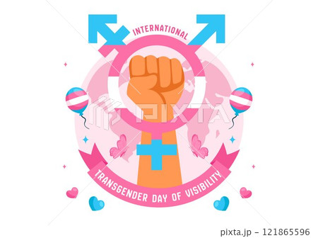 International Transgender Day of Visibility Vector Illustration on March 31, featuring Transgender Pride Flags and Symbols in a Celebratory Background International Transgender Day of Visibility Vector Illustration on March 31, featuring Transgender Pride Flags and Symbols in a Celebratory Background 121865596