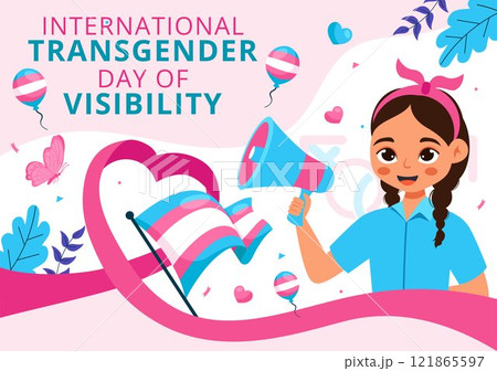 International Transgender Day of Visibility Vector Illustration on March 31, featuring Transgender Pride Flags and Symbols in a Celebratory Background 121865597