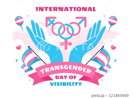 International Transgender Day of Visibility Vector Illustration on March 31, featuring Transgender Pride Flags and Symbols in a Celebratory Background 121865600
