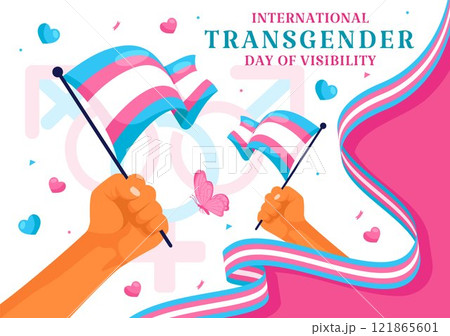 International Transgender Day of Visibility Vector Illustration on March 31, featuring Transgender Pride Flags and Symbols in a Celebratory Background 121865601
