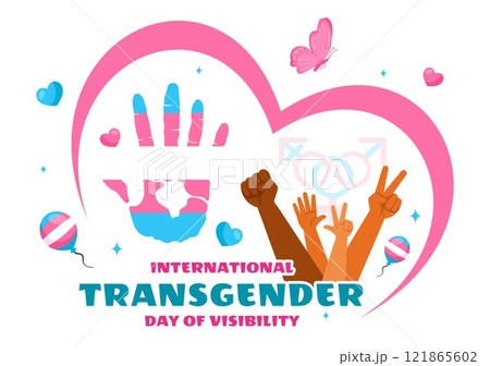 International Transgender Day of Visibility Vector Illustration on March 31, featuring Transgender Pride Flags and Symbols in a Celebratory Background International Transgender Day of Visibility Vector Illustration on March 31, featuring Transgender Pride Flags and Symbols in a Celebratory Background 121865602